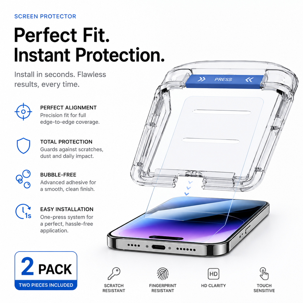 ShieldGlass Pro — HD Screen Protector 
for iPhone (Pack of 2)