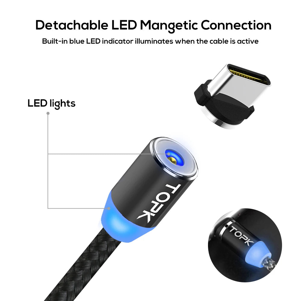 MagFlow Pro — 3-in-1 Magnetic 
Charging Cable with LED Light